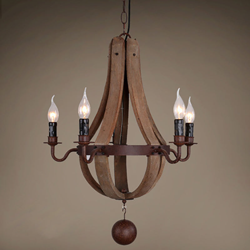 Rustic Round Branch Candle Holder Chandelier - 5/6/8 Light Wooden Iron Decor for Living Room