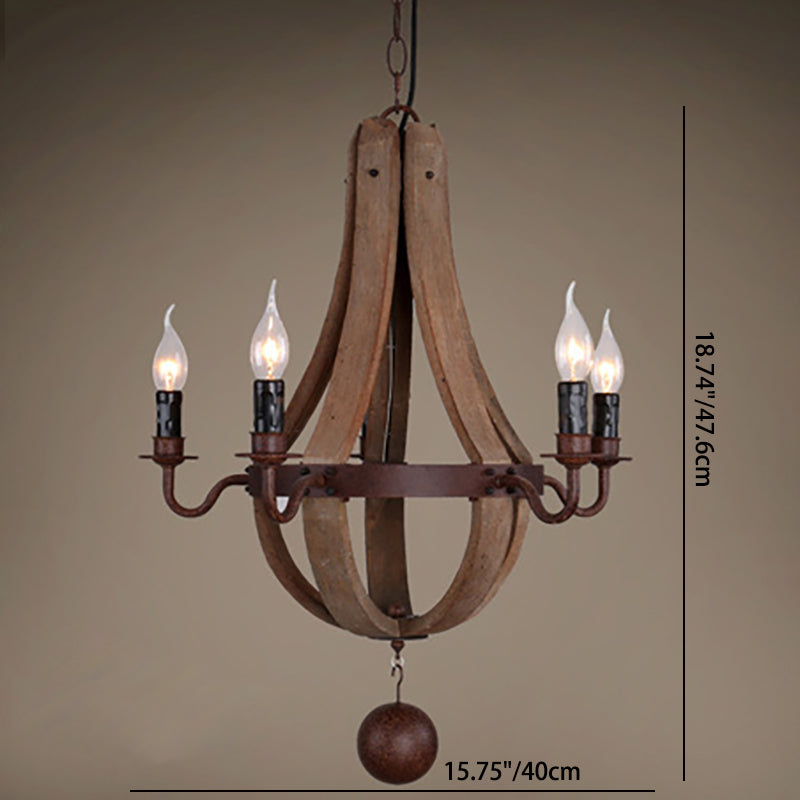 Rustic Round Branch Candle Holder Chandelier - 5/6/8 Light Wooden Iron Decor for Living Room