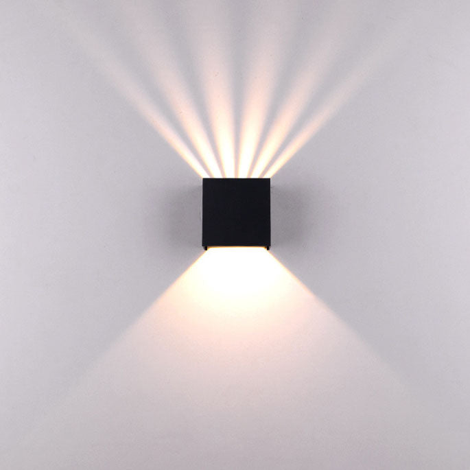 Modern Solid Color Aluminum LED Outdoor Wall Sconce - Waterproof Square Lamp