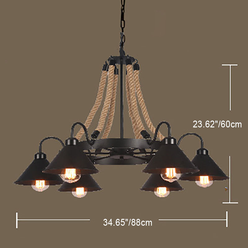 Industrial Metal Cone Shade Chandeliers - 6/8/10 Light Options, Vintage Design, Modern Lighting Solutions