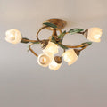 Modern Idyllic Iron Flower Branch Semi-Flush Mount Lighting - 6/8/10 Light