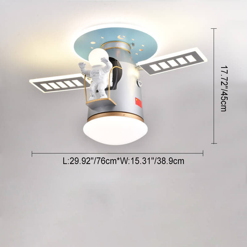 Creative Simplicity Spaceman Astronaut LED Kids Flush Mount Ceiling Light, Children’s Space Theme Lighting, Astronaut Bedroom Light Fixture, Nursery Decor, Kids Room LED Ceiling Lamp, Modern Space Adventure Light, Unique Space Explorer Ceiling Light for K