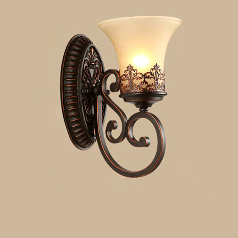 Vintage Round Glass Iron Wall Sconce Lamp - 1/2 Light Bedroom Fixture