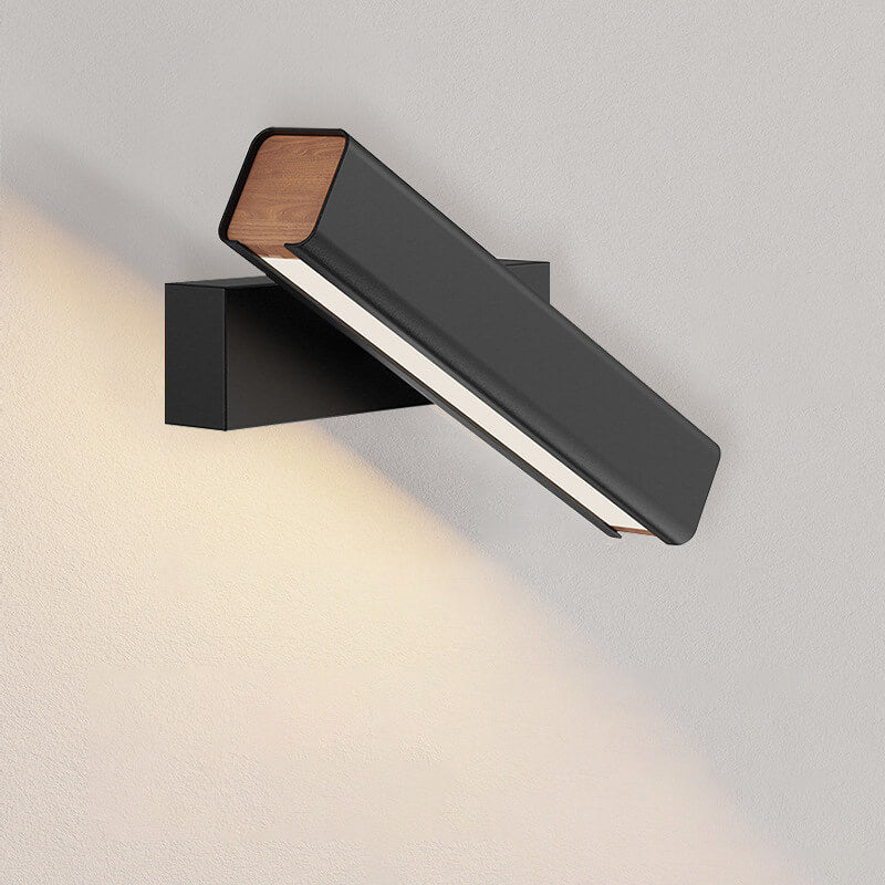 Modern Minimalist LED Wall Sconce - Rectangular Aluminum & Wood Design