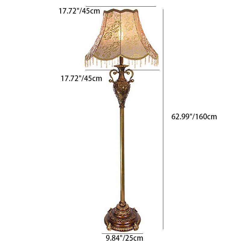 Traditional Floral Cylinder Resin Floor Lamp for Bedroom Lighting