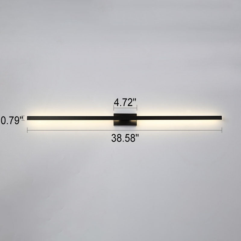 Nordic Minimalist Black Linear LED Mirror Wall Sconce Lamp