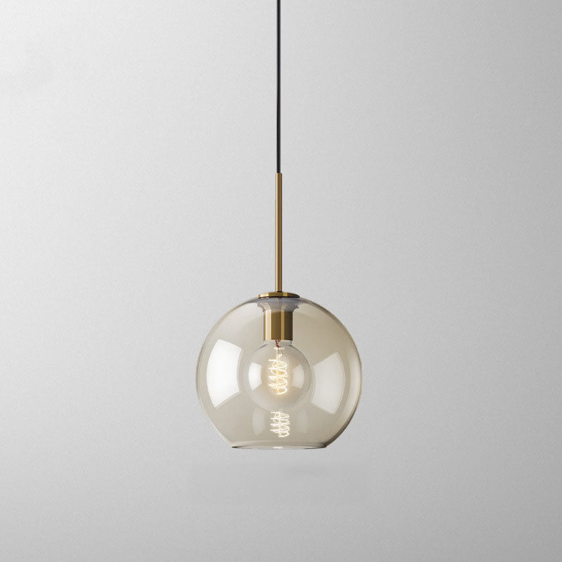 Contemporary Nordic Iron Glass Pendant Light - Round Geometric 1-Light Fixture for Living Room & Bedroom