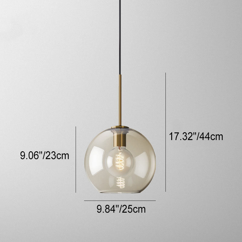 Contemporary Nordic Iron Glass Pendant Light - Round Geometric 1-Light Fixture for Living Room & Bedroom