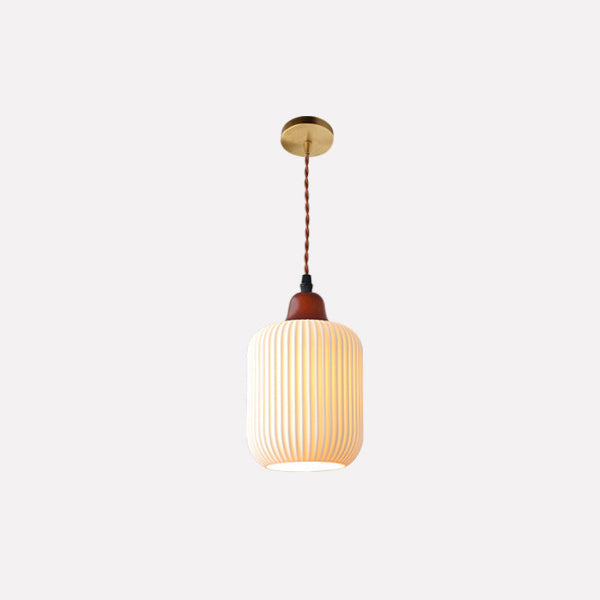 Traditional Japanese Pleated Round Dome Pendant Light - Solid Wood & Iron, 1-Light Fixture for Living Room & Bedroom