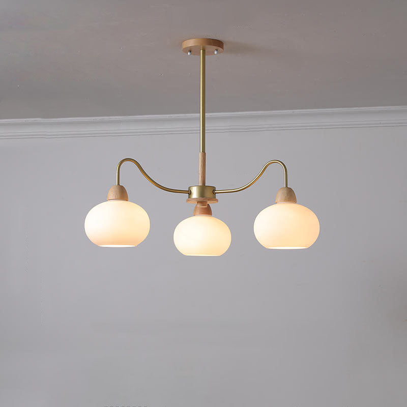 Contemporary Scandinavian Rubberwood Iron Round Chandelier - 3/6/8 Lights for Living Room