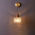 Traditional Japanese Walnut Glass Copper Cylinder Wall Sconce Lamp - 1-Light Elegant Lighting Fixture