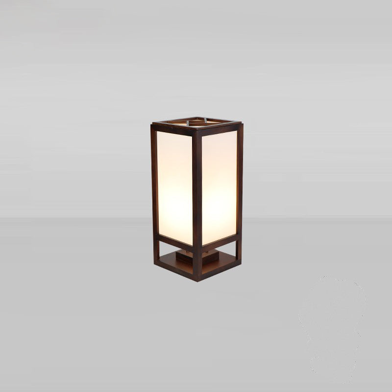 Traditional Chinese Rectangular Parchment Wood 1-Light Floor Lamp for Entertainment Rooms