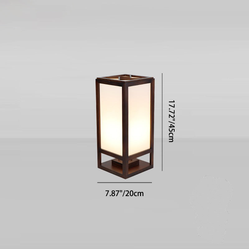 Traditional Chinese Rectangular Parchment Wood 1-Light Floor Lamp for Entertainment Rooms