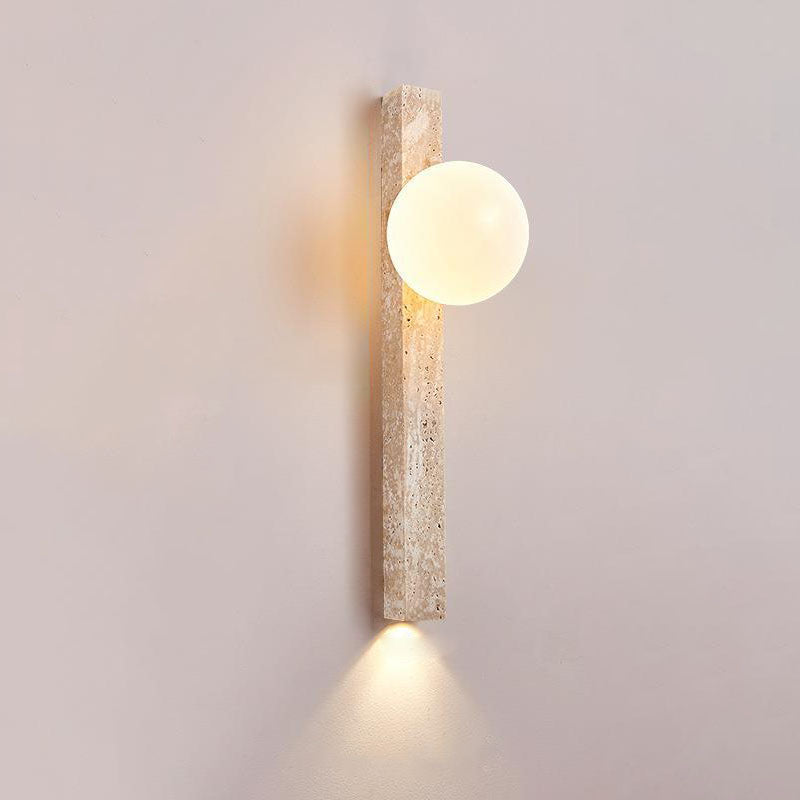 Traditional Japanese Yellow Travertine Lighting Fixture 2-Lights for Hallway