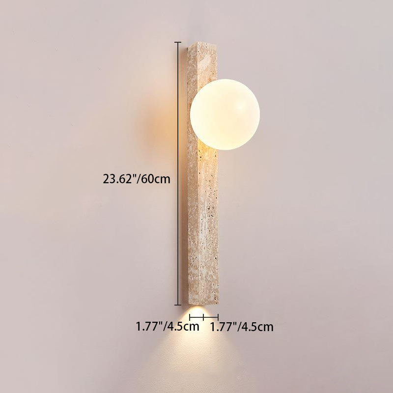 Traditional Japanese Yellow Travertine Lighting Fixture 2-Lights for Hallway