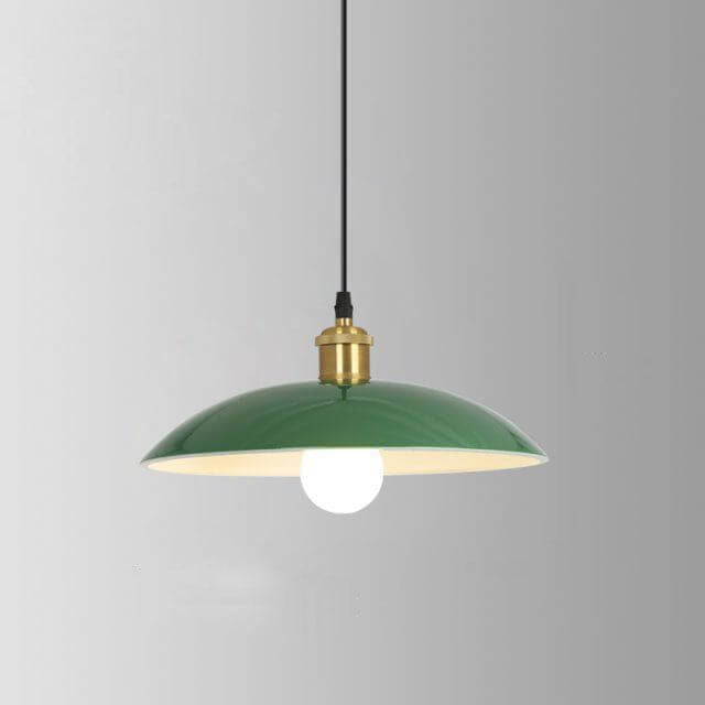 Industrial Vintage Green Iron Cone Pendant Light - 1-Light Hanging Fixture