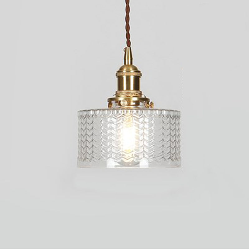 Traditional Japanese Brass Round Jar Pendant Light for Living Room