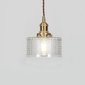 Traditional Japanese Brass Glass Pendant Light for Living Room