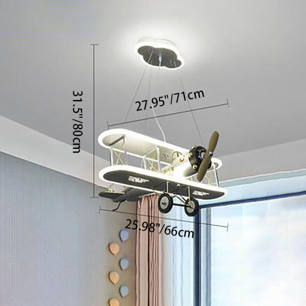 Contemporary LED Aircraft Ceiling Fan Light for Kids' Bedroom