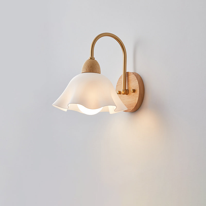 Contemporary Wood & Ceramic Wall Sconce Lamp for Living Room