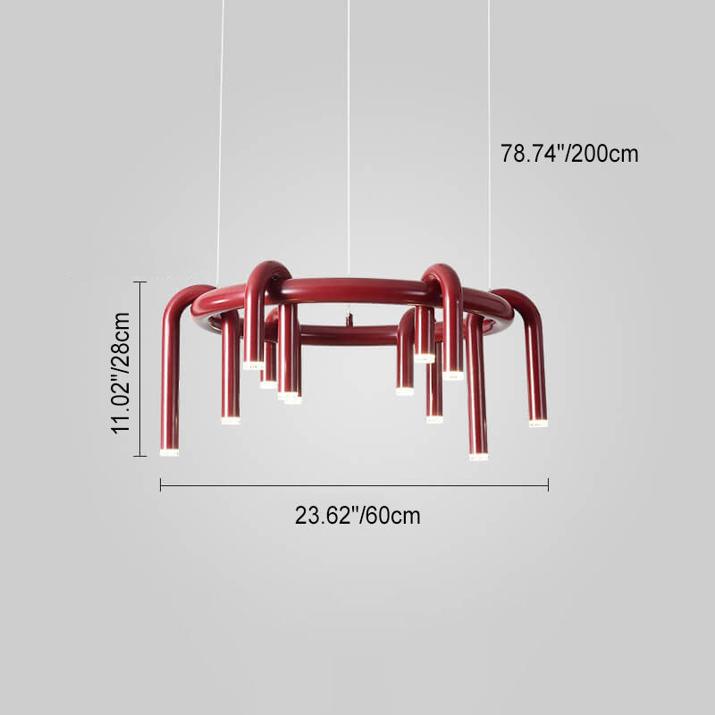 Modern Mid-Century LED Geometric Iron Chandelier for Living Room