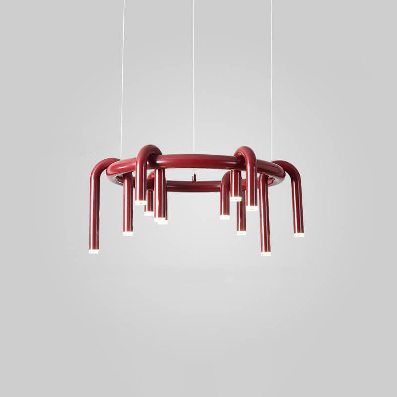 Modern Mid-Century LED Geometric Iron Chandelier for Living Room
