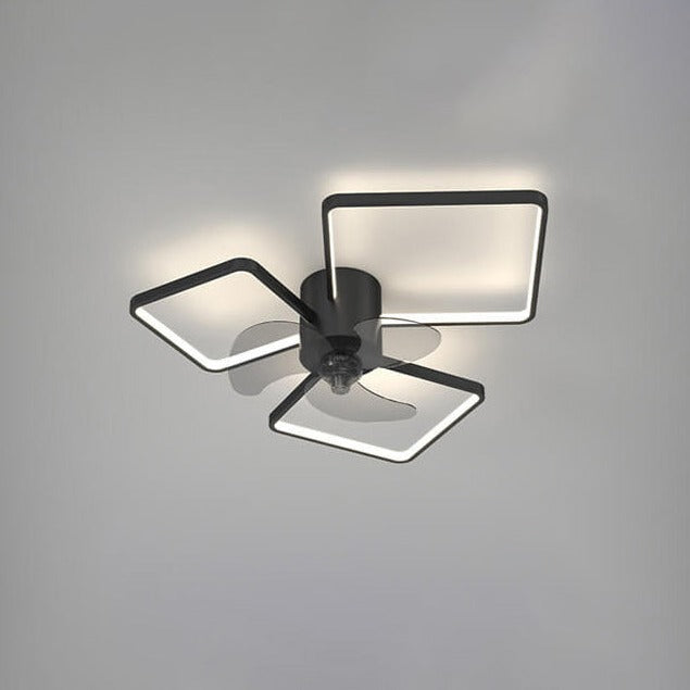 Modern Geometric Square Round LED Ceiling Fan Light - Elegant Flush Mount Design, Stylish Home Lighting, Energy Efficient, Contemporary Ceiling Fixture