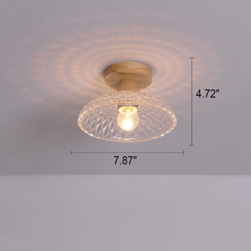 Japanese Minimalist Log Glass Semi-Flush Mount Light