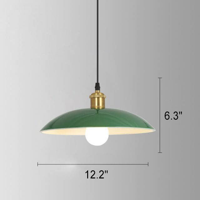 Industrial Vintage Green Iron Cone Pendant Light - 1-Light Hanging Fixture