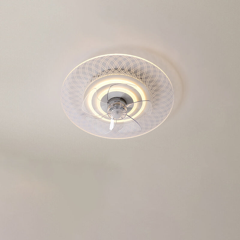 Modern Light Luxury Geometric LED Flush Mount Ceiling Fan Light