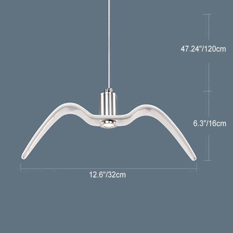 Contemporary Nordic Wrought Iron Seagull LED Pendant Light for Living Room