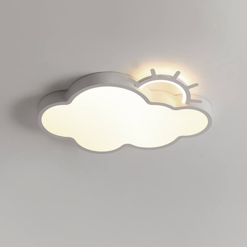 Contemporary Nordic Cloudy Sun Acrylic Iron LED Kids Flush Mount Ceiling Light for Living Room Bedroom Modern Design Energy-Efficient Lighting Fixture Unique Decorative Ceiling Lamp Stylish Playroom Illumination Cute Bedroom Lighting Solution Kids Room De