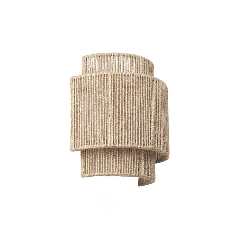 Traditional Japanese Rope Woven Curved Wall Sconce Lamp for Living Room