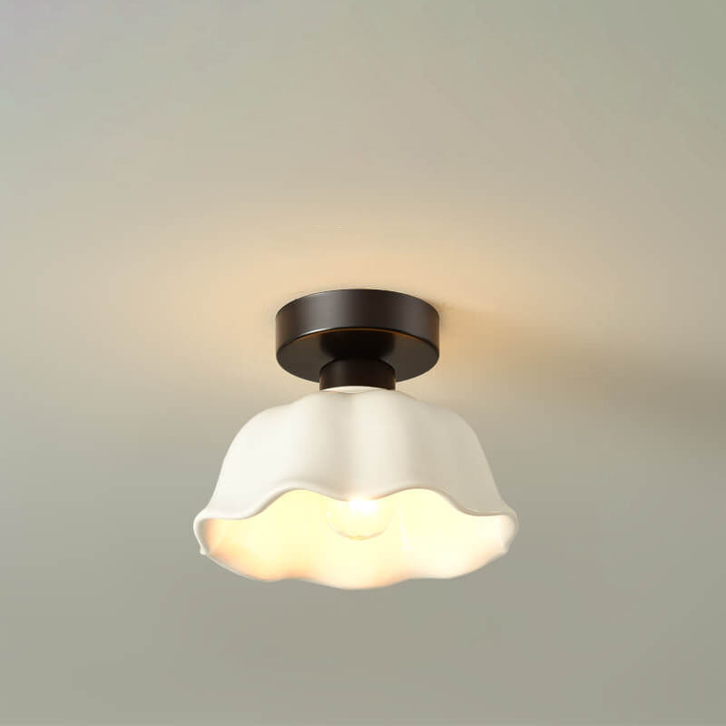 Scandinavian Modern Iron Glass Ceramic Flower Diamond Semi-Flush Mount Light