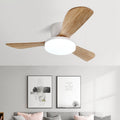 Contemporary Scandinavian Copper Wood Acrylic LED Ceiling Fan Light for Living Room