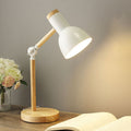 Contemporary Nordic Iron Semi-Circular Shade Table Lamp with Wooden Base - 1-Light for Study
