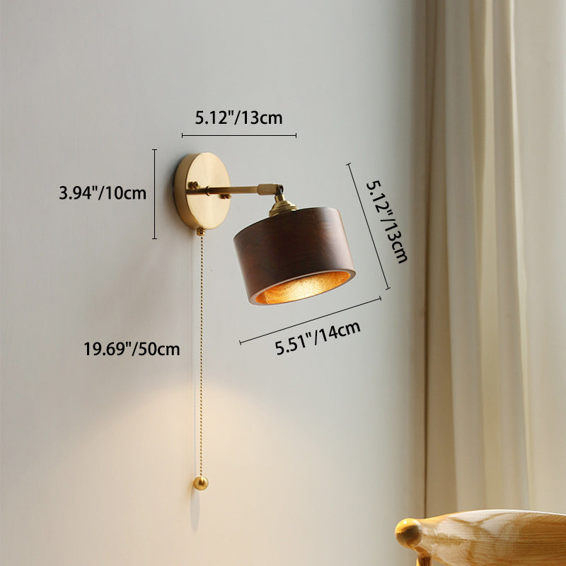 Contemporary Scandinavian Copper Wood 1-Light Wall Sconce for Bedroom  

Illuminate your bedroom with this stylish Scandinavian-inspired wall sconce. The unique round cone design combines warm copper and natural wood for a modern touch. This 1-light fixtu