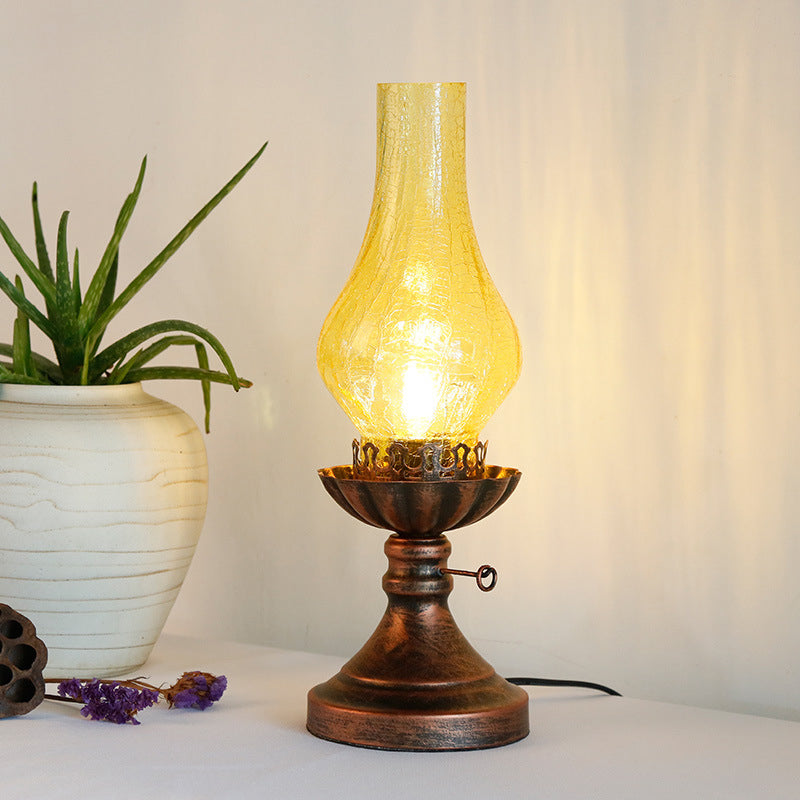 Vintage Iron Glass Candelabra Table Lamp for Bedroom Lighting