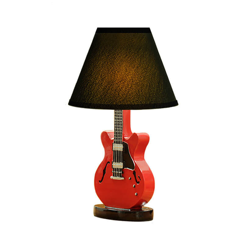 Cartoon Creative Fabric Shade Guitar 1-Light Table Lamp, Unique Children's Bedroom Lighting, Musical Theme Décor, Fun Nursery Lamps, Playful Home Office Lighting, Kid-Friendly Table Lamps, Stylish Modern Lamp for Music Lovers, Vibrant Decorative Lighting