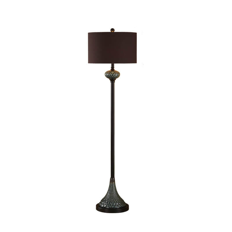 European Light Luxury Floor Lamp with Ceramic Hardware - 1-Light Design Fabric Shade