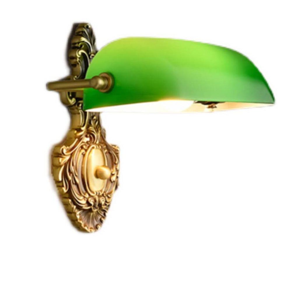 Contemporary Retro Copper Green Glass Shade 1-Light Wall Sconce Lamp for Bedroom, Vintage Industrial Lighting Fixture, Elegant Wall Light for Home Decor, Modern Wall Sconce for Reading, Stylish Bedside Wall Lamp, Unique Green Glass Shade Wall Light, Decor
