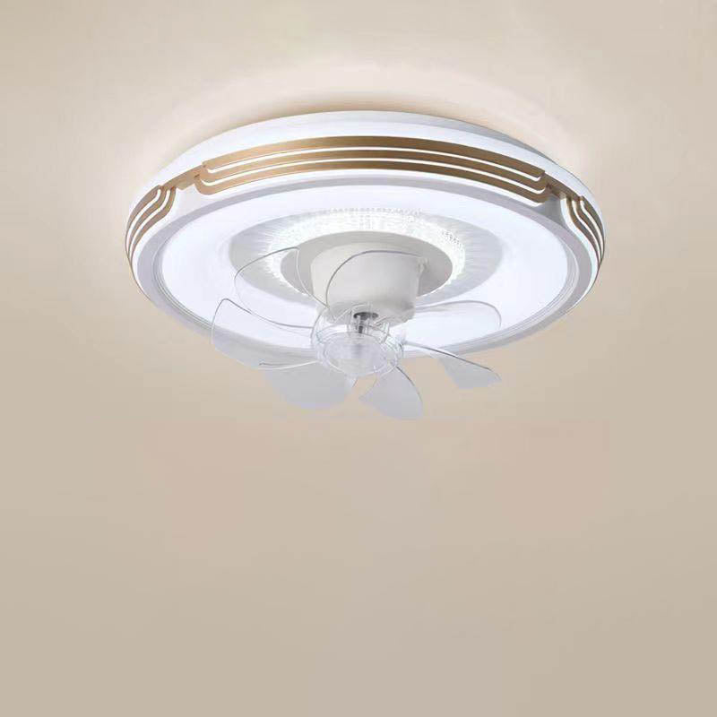 Modern Minimalist Round LED Flush Mount Ceiling Fan Light for Living Room