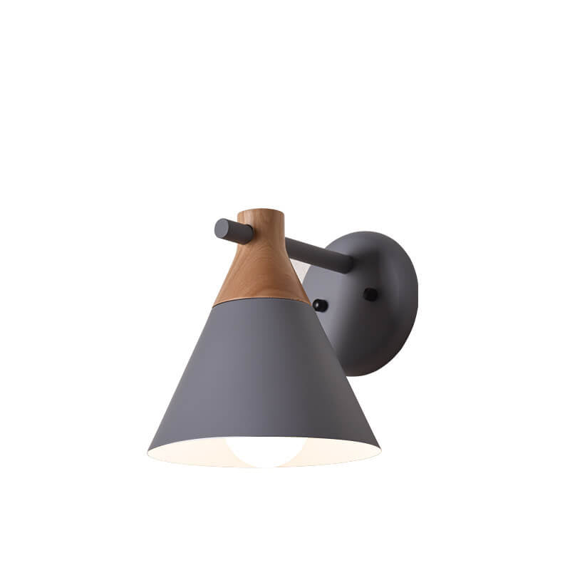 Nordic Solid Wood Macaron Cone 1-Light Wall Sconce Lamp