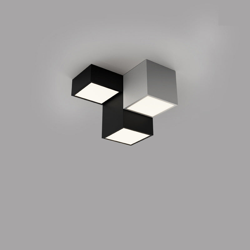 Modern Minimalist Cube LED Flush Mount Ceiling Light for Living Room