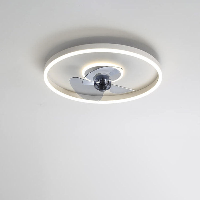 Contemporary Nordic Round LED Flush Mount Ceiling Fan Light for Living Room & Bedroom