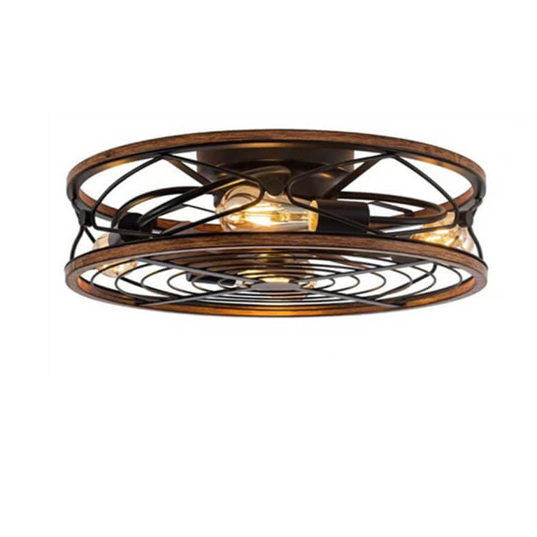 Nordic Wrought Iron 4-Light Flush Mount Ceiling Fan Light