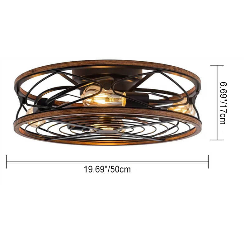 Nordic Wrought Iron 4-Light Flush Mount Ceiling Fan Light