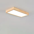 Nordic Japanese Log Wood LED Ceiling Light - Rectangular Flush Mount