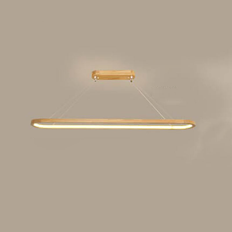 Modern Chinese Solid Wood Round Ring LED Chandelier Island Light