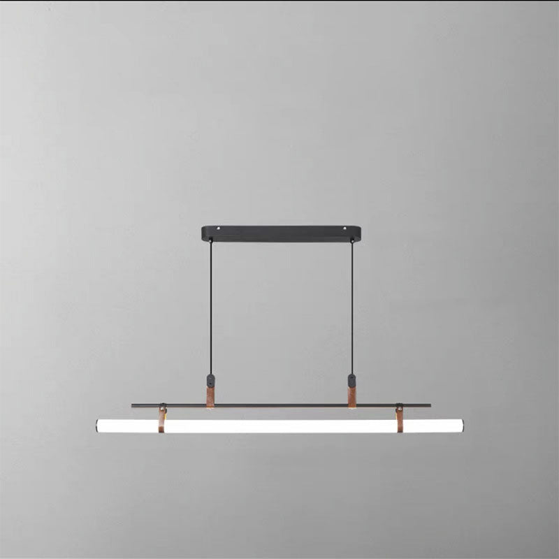 Modern Minimalist LED Island Light Chandelier - Iron, Acrylic & Faux Leather for Living & Dining Rooms